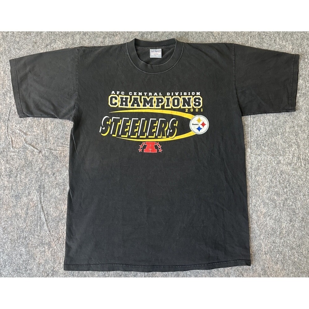 Vintage Pittsburgh Steelers 2001 AFC Central Division Champs Black T-Shirt SZ XL